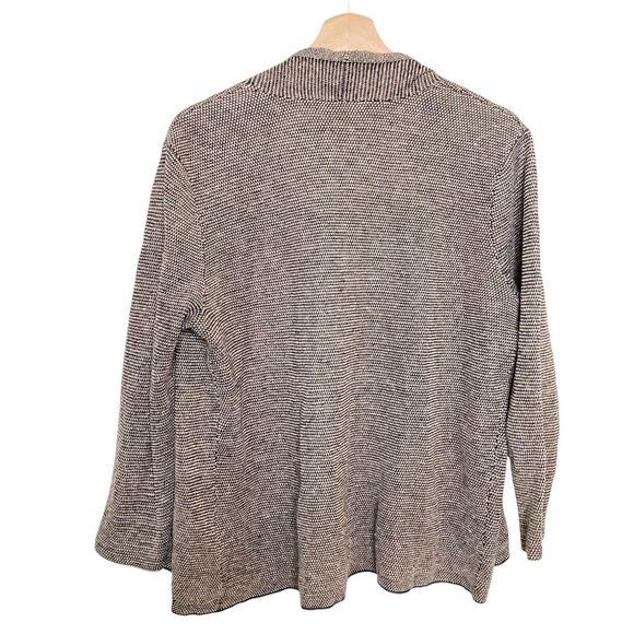 Eileen Fisher Cardigan Sweater Women Size M Open Knit Beige 100% Organic Linen - Picture 2 of 12